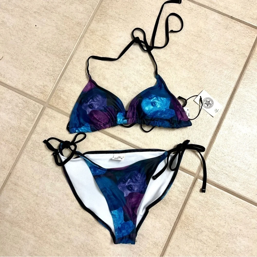 Adüh UPF 50 Benjamin Franklin 2-Piece Bikini Set Blue/Purple/Pink Size M lace up